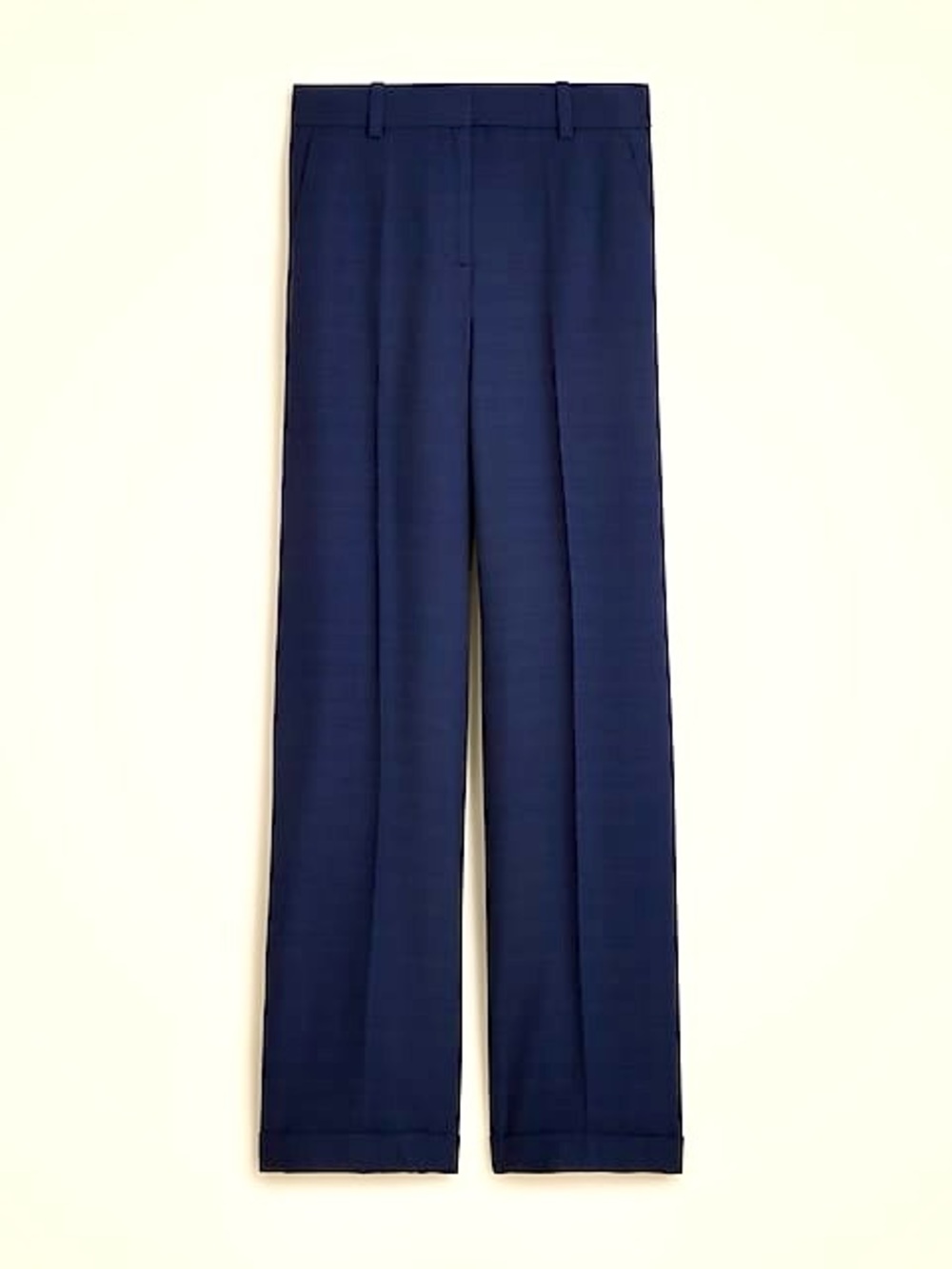 J. Crew cuffed wide-leg trouser in navy blue luster canvas
